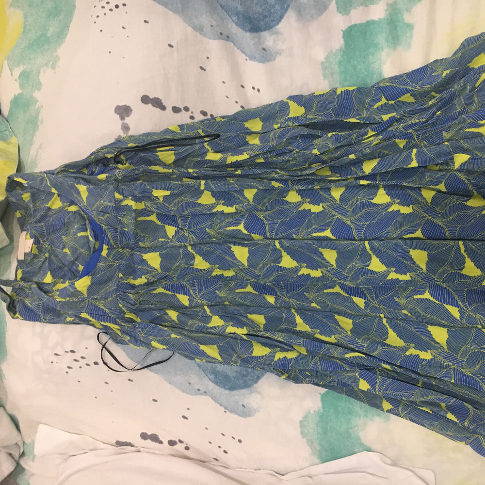 HM Blue and Lime Flowy Dress
